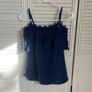 BCX Navy Camisole with Lace Overlay